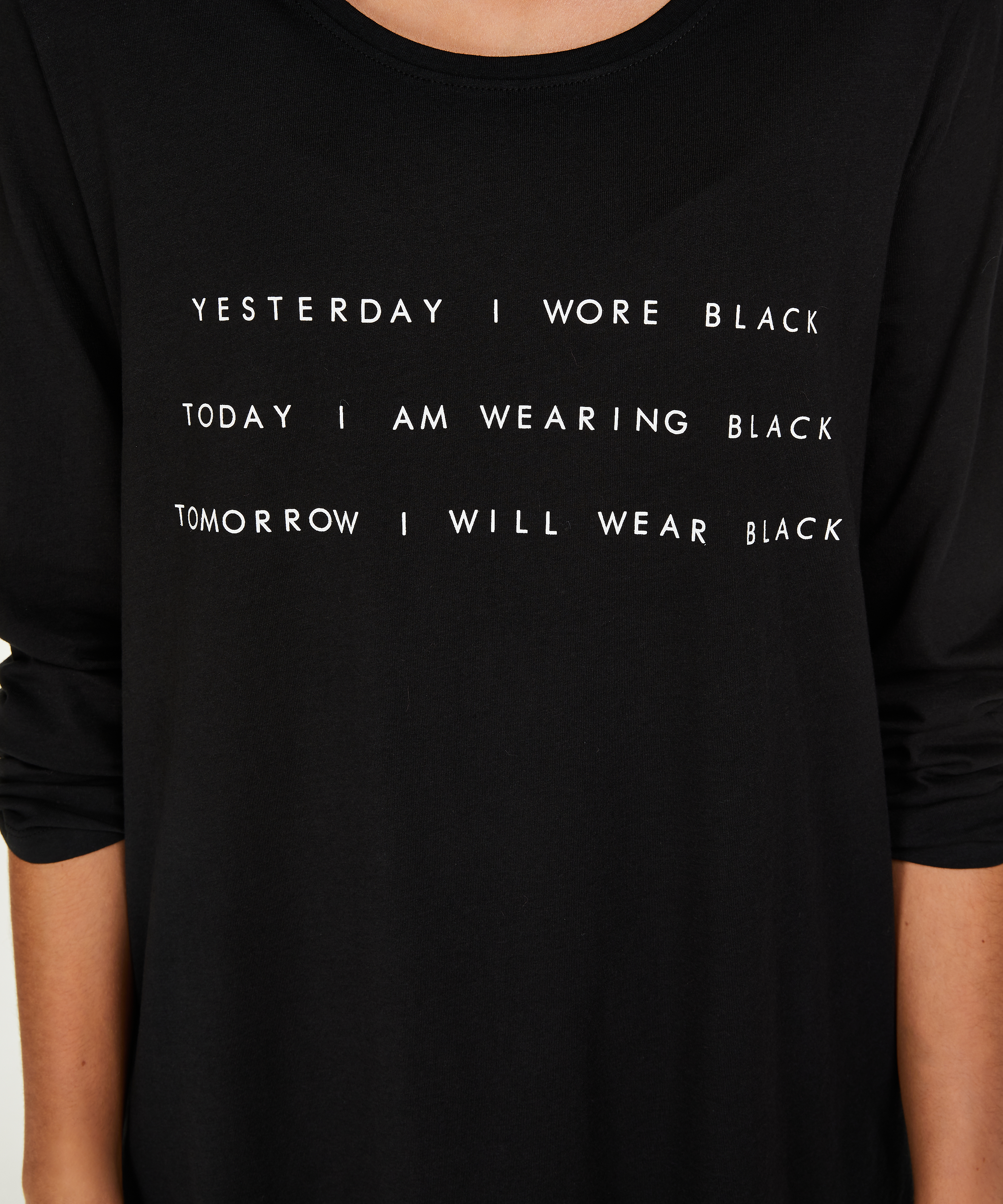 Round Neck Nightshirt, Black, main