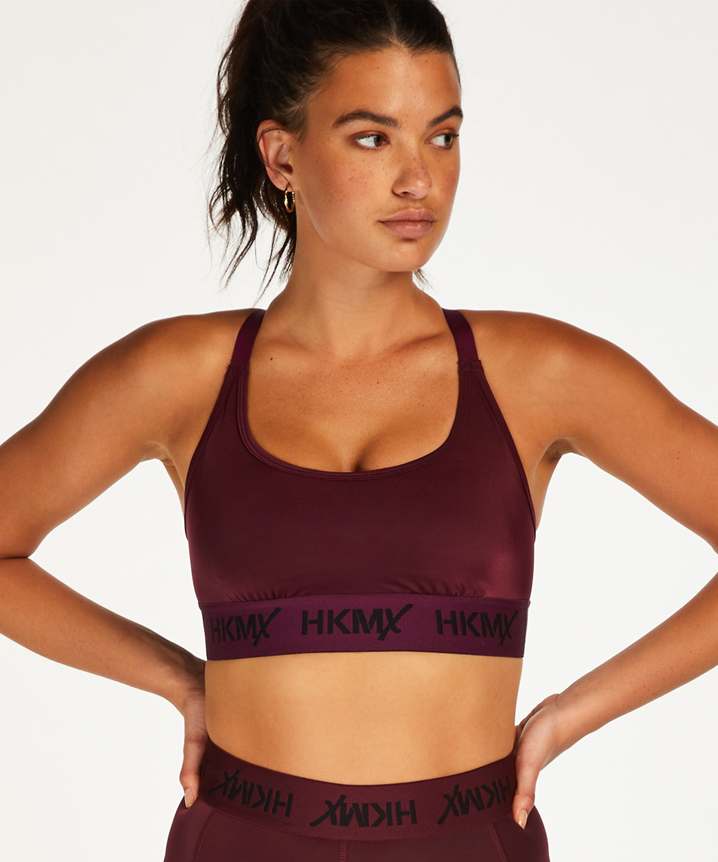 HKMX The Crop Logo Sports Bra Level 1, Purple, main