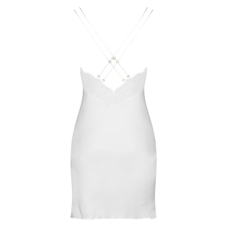 Satin Lily slip dress, White