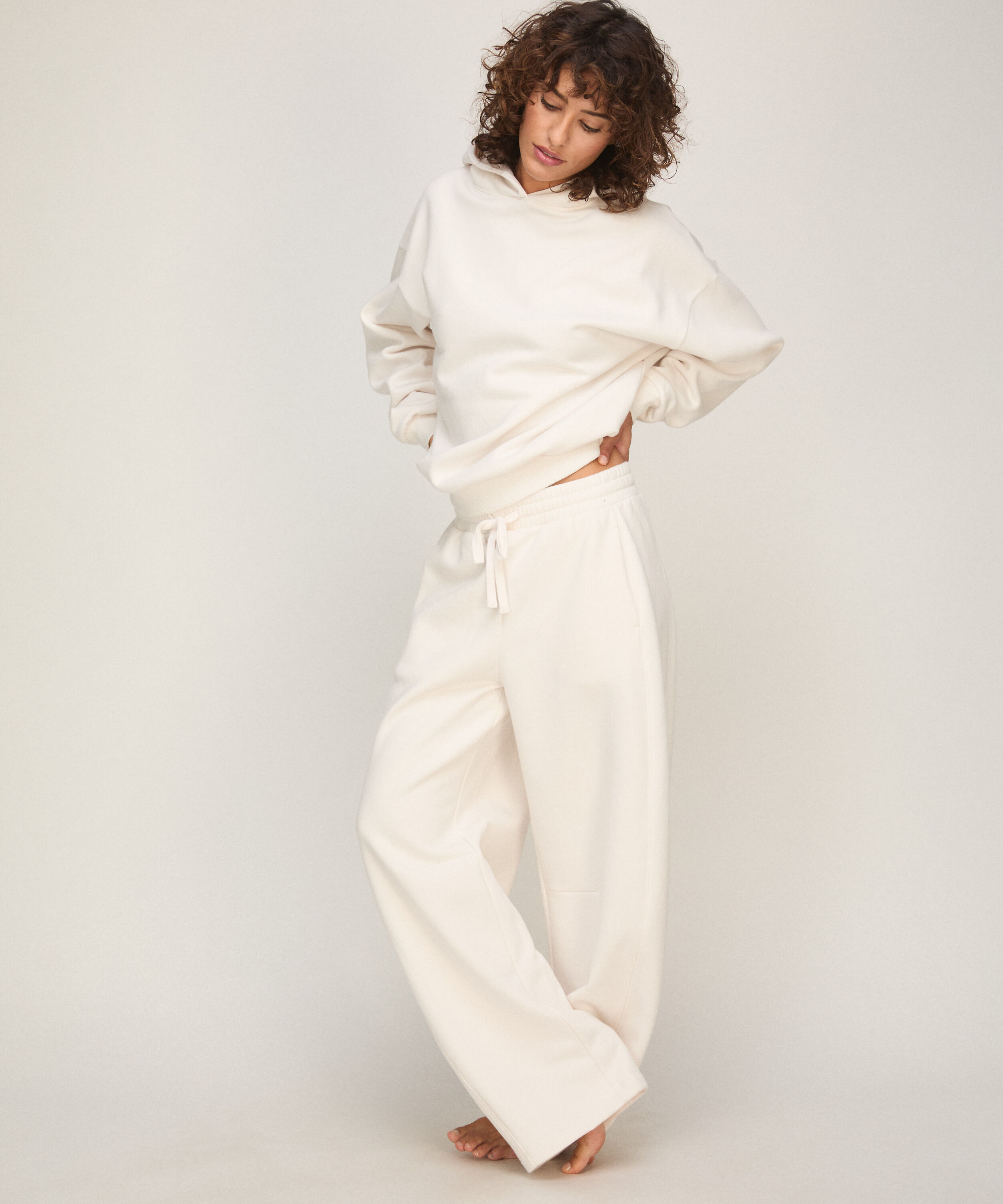 Pants Barrel Brushed Sweat, White Pants Barrel Brushed Sweat, White