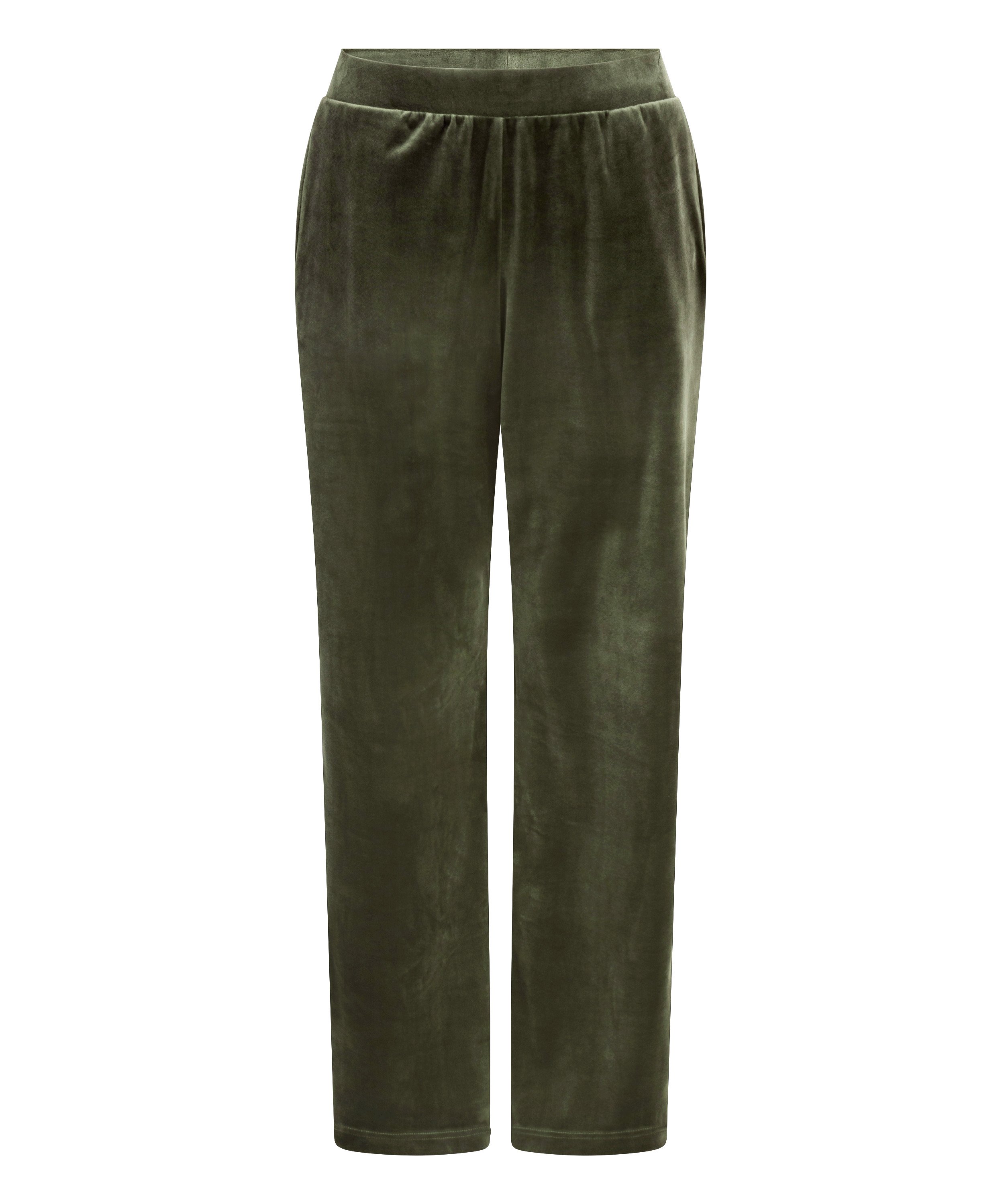 Velours Pyjama Pants, Green, main