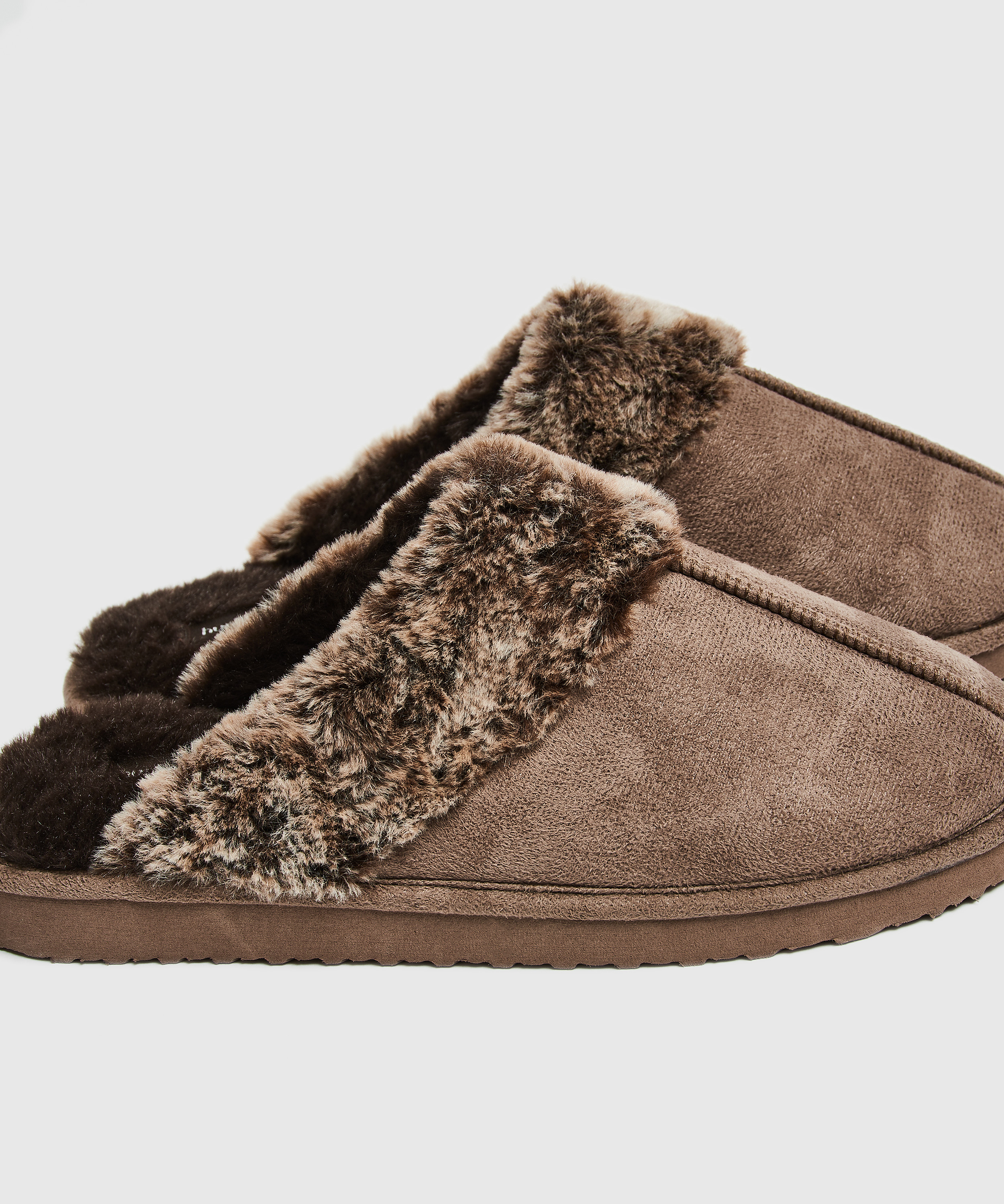 Suede Slippers, Brown, main