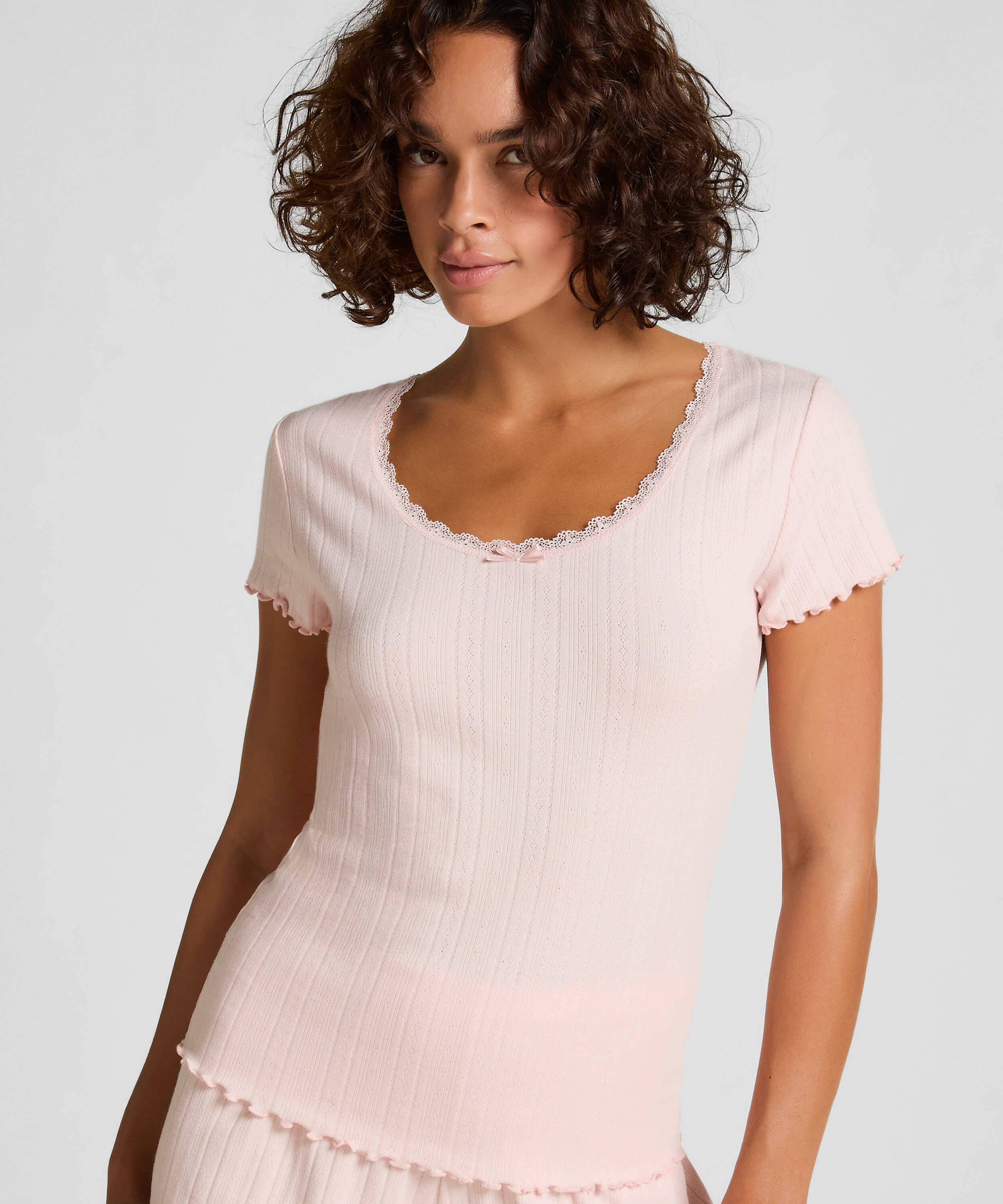 Pointelle Top Lace, Pink Pointelle Top Lace, Pink