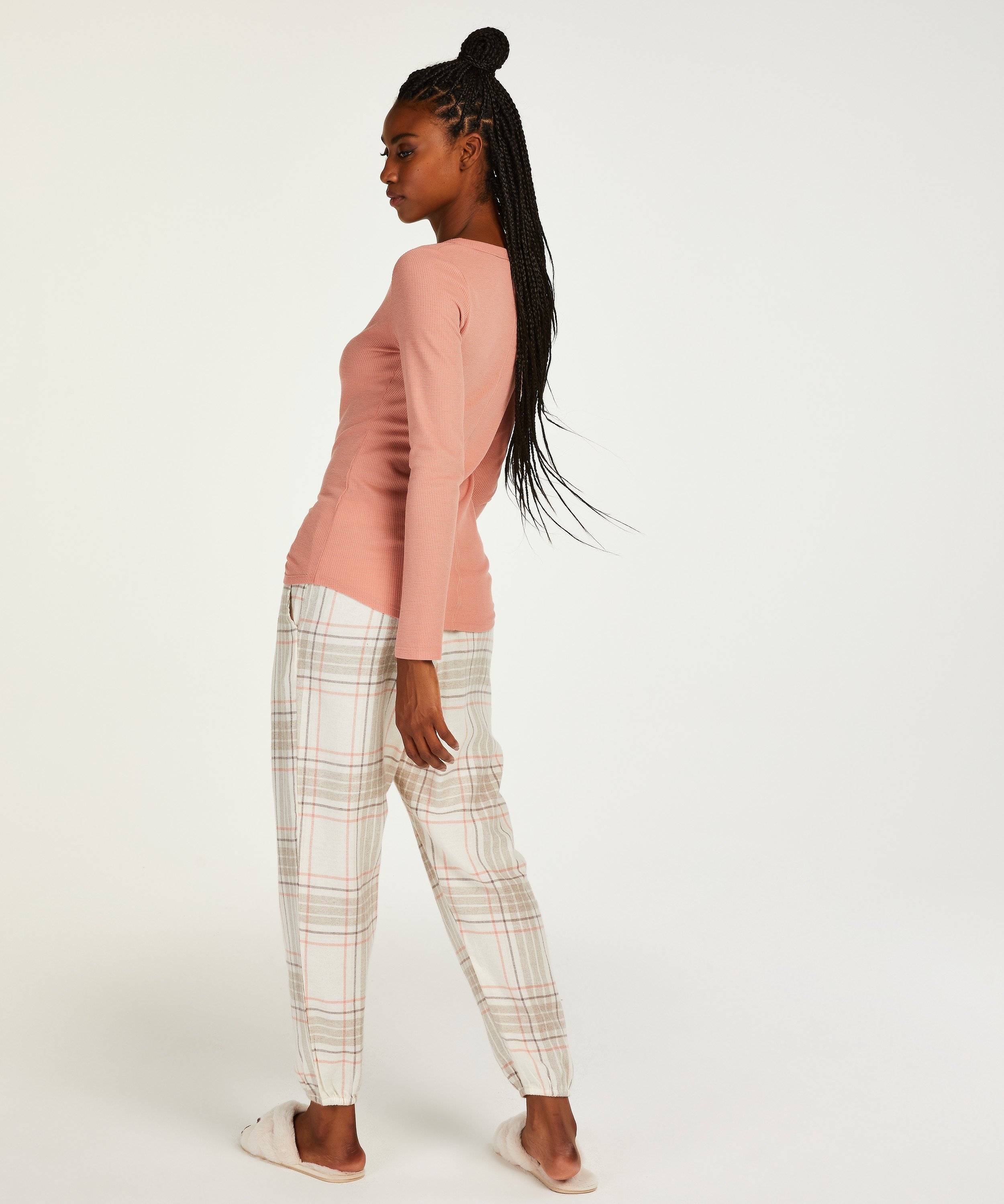 Tall Twill Check pyjama pants, Grey, main