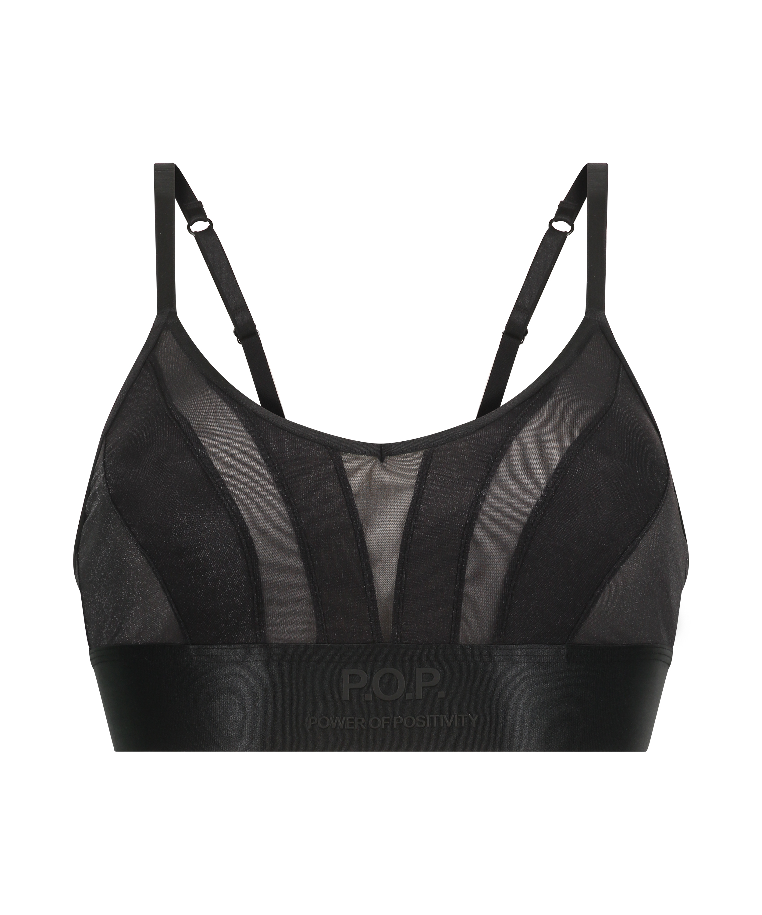 Glossy Mesh Bralette, Black, main