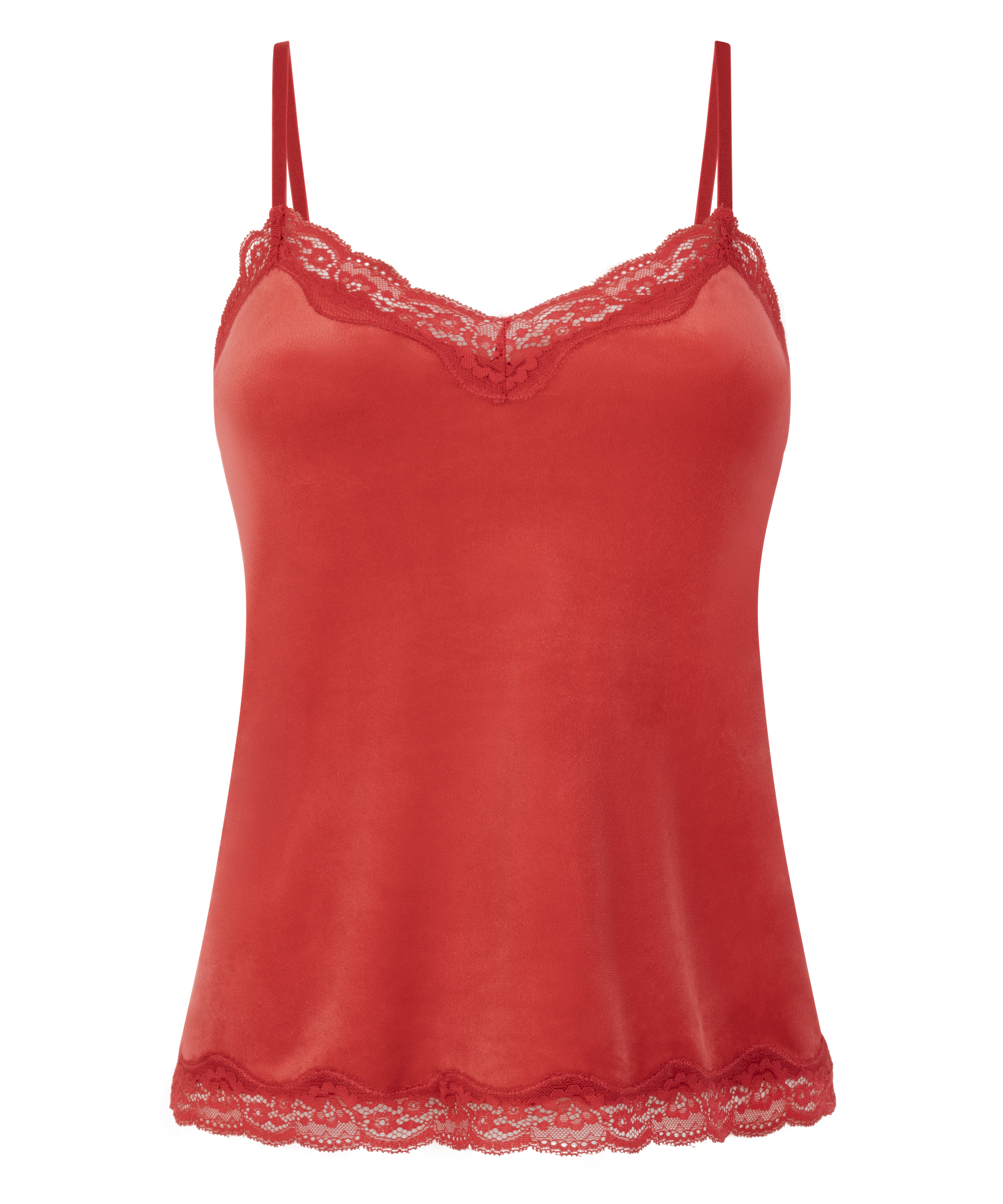 Velours Lace Cami Top, Red, main