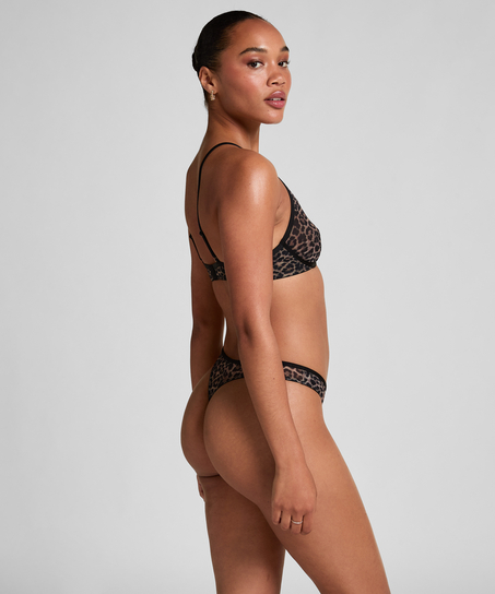 Highleg String Tara Leopard, Black