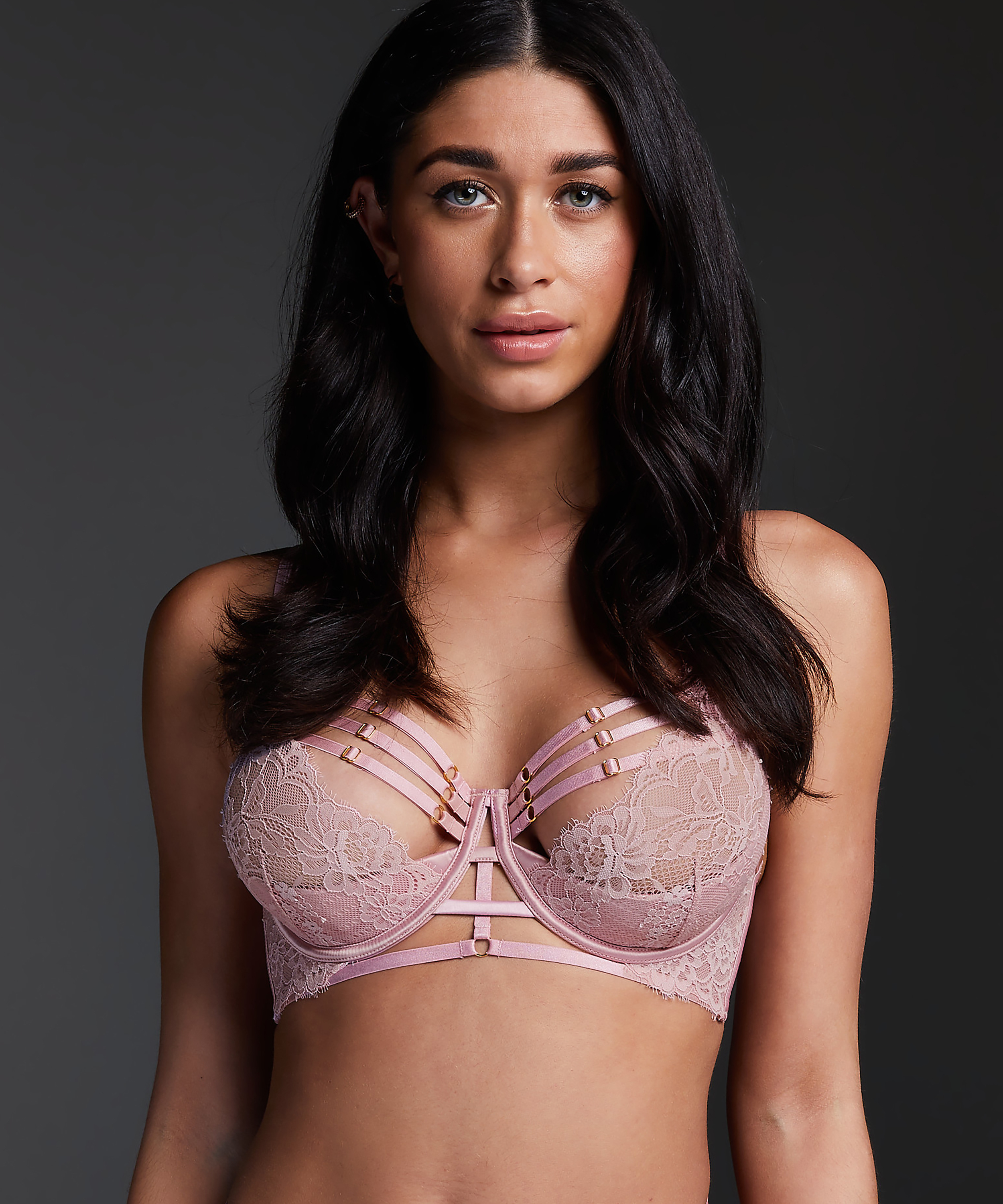 Iggy Half-Padded Underwired Longline Bra, Pink, main