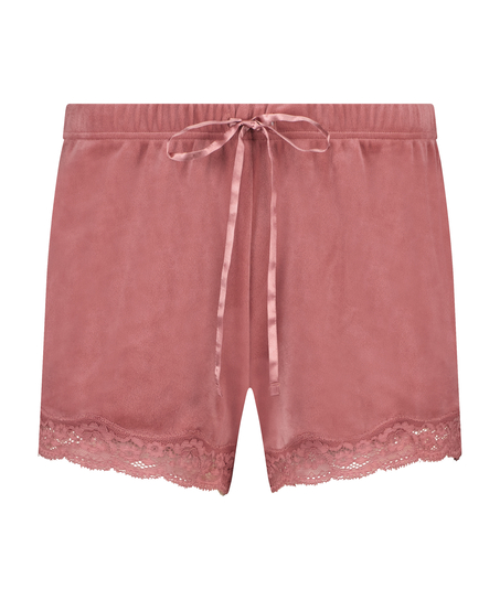 Velvet lace shorts, Pink