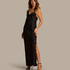 Satin Slip Dress, Black