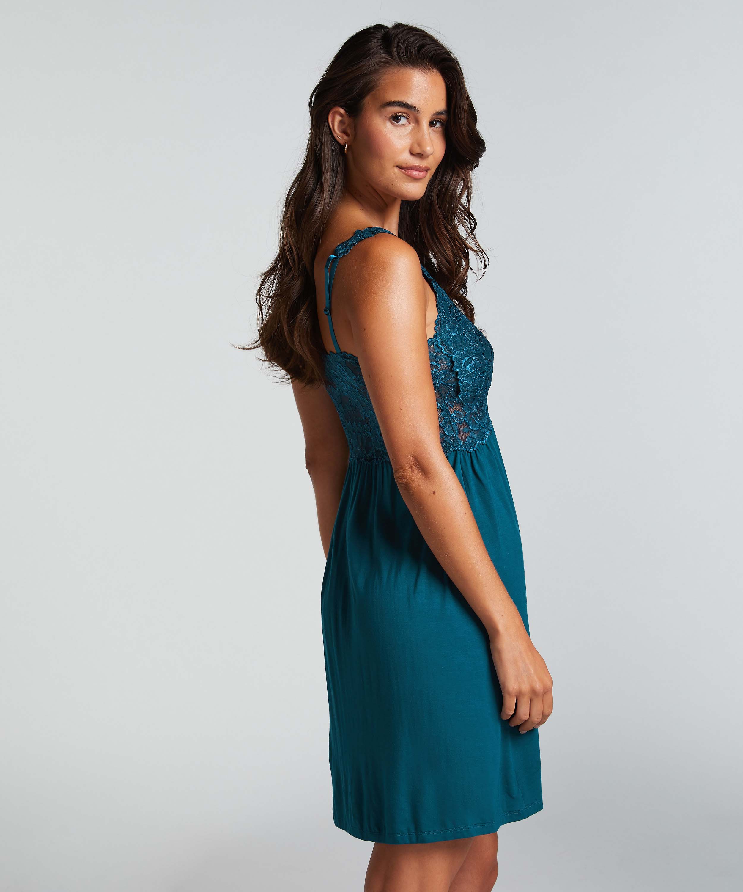Nora Lace Slip Dress, Blue, main