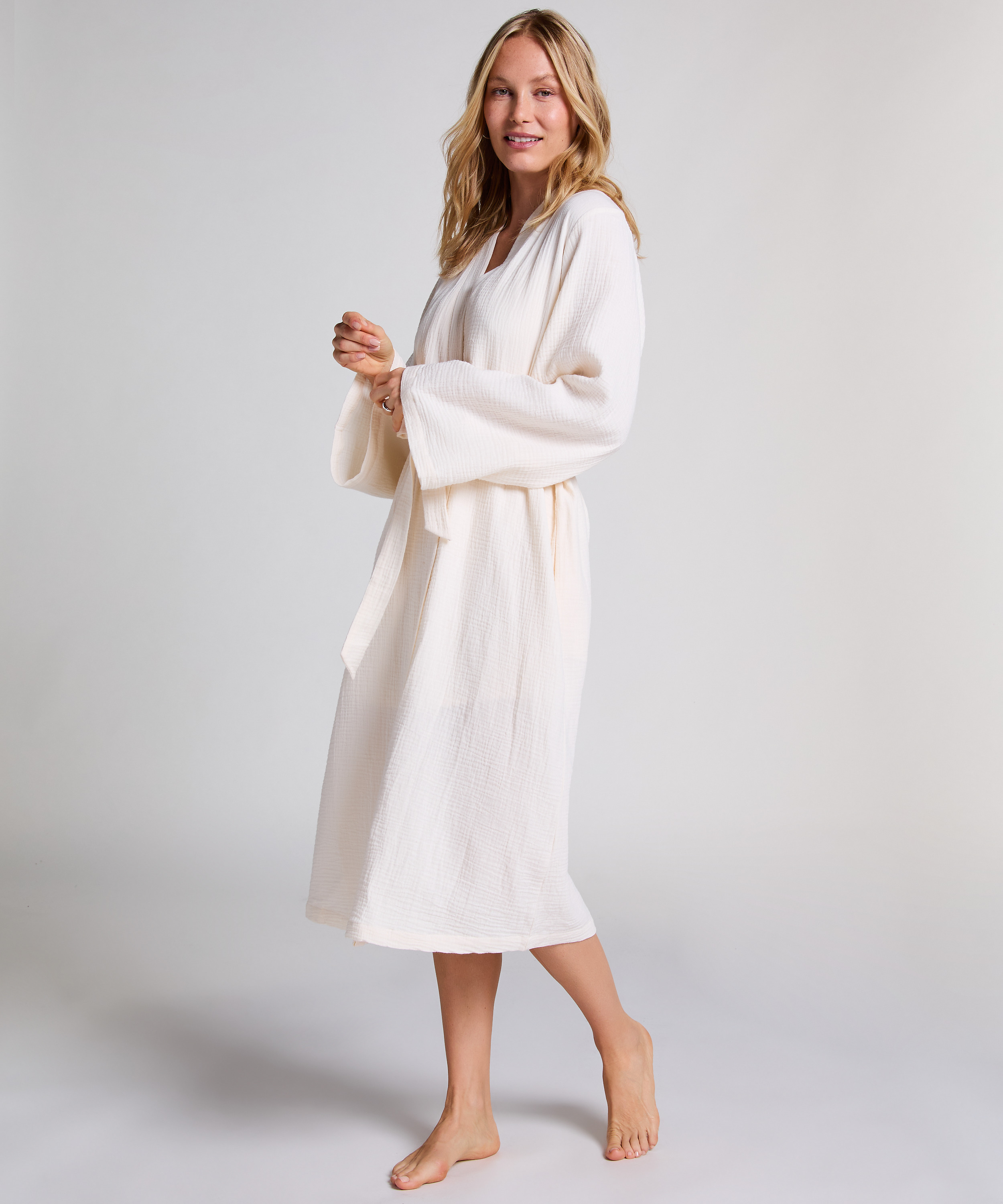 Muslin Robe Long, White, main