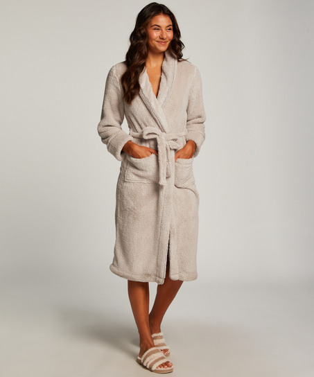 Fleece Bathrobe, Brown