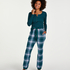 Twill Check Pyjama Pants, Blue