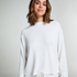 Long-sleeved Knitted Ribbed Pyjama Top, White