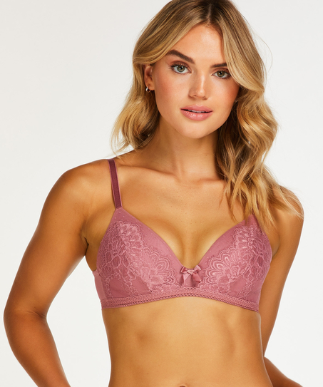 Bessie Padded Non-Wired Bra Pink Ribbon, Pink