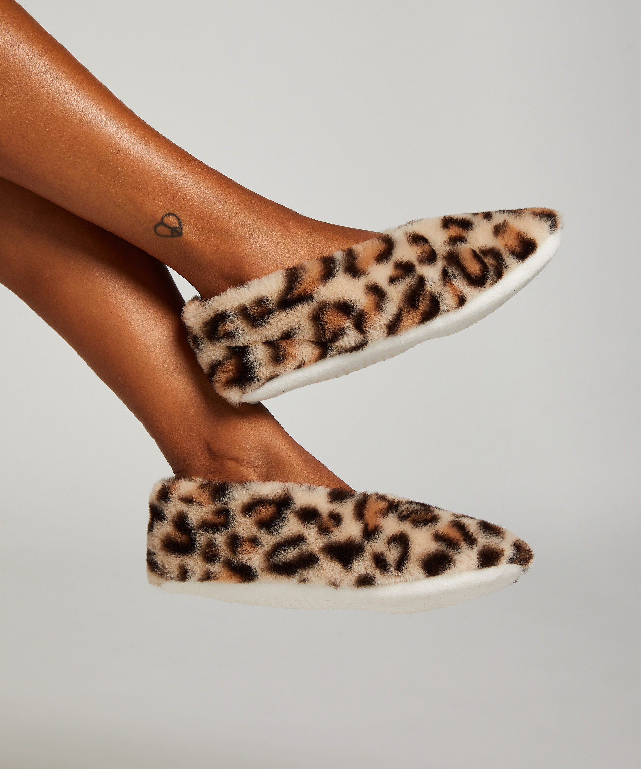 Leopard Cosy Ballerina Slippers, Beige, main