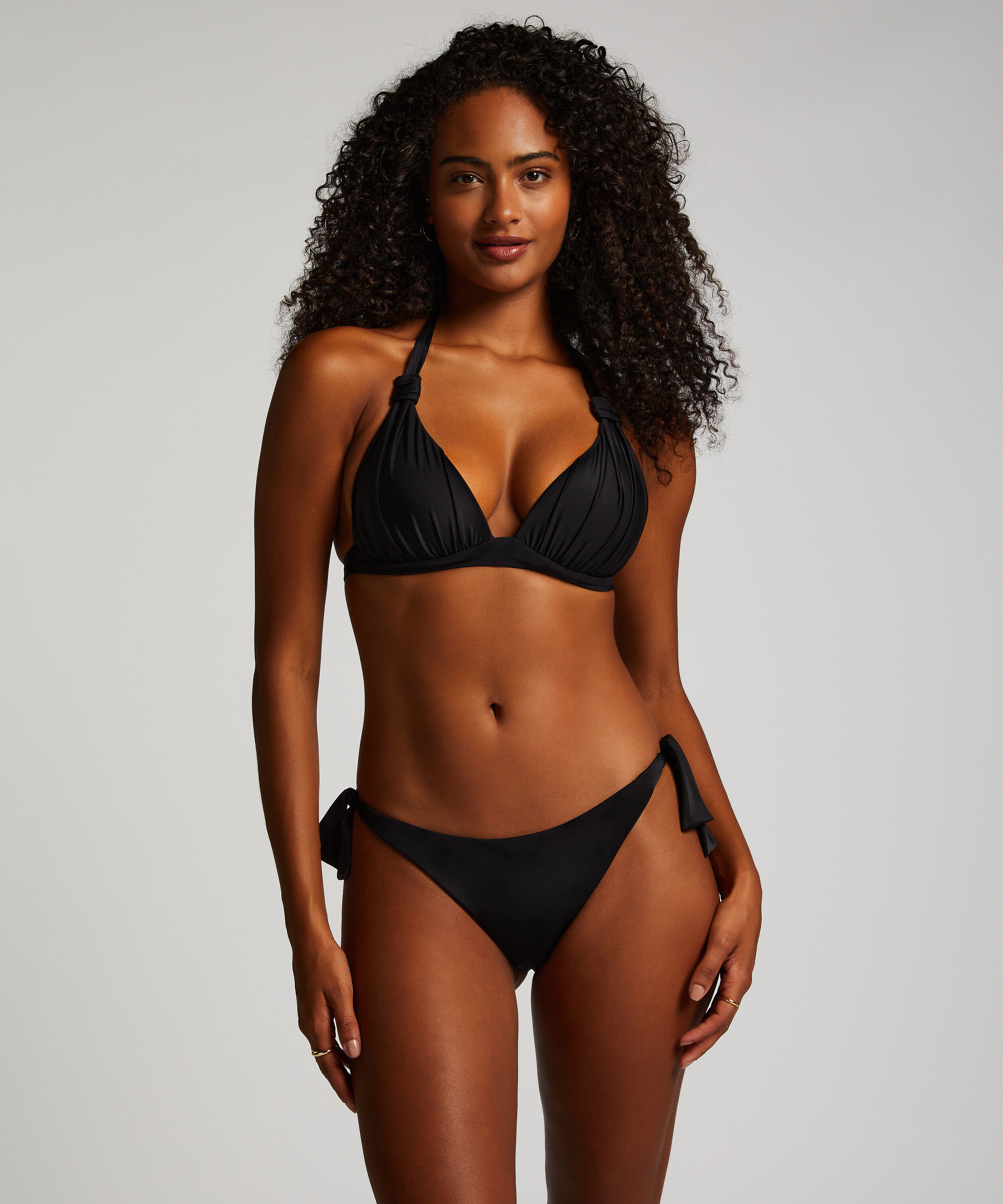 Luxe Triangle Bikini Top, Black