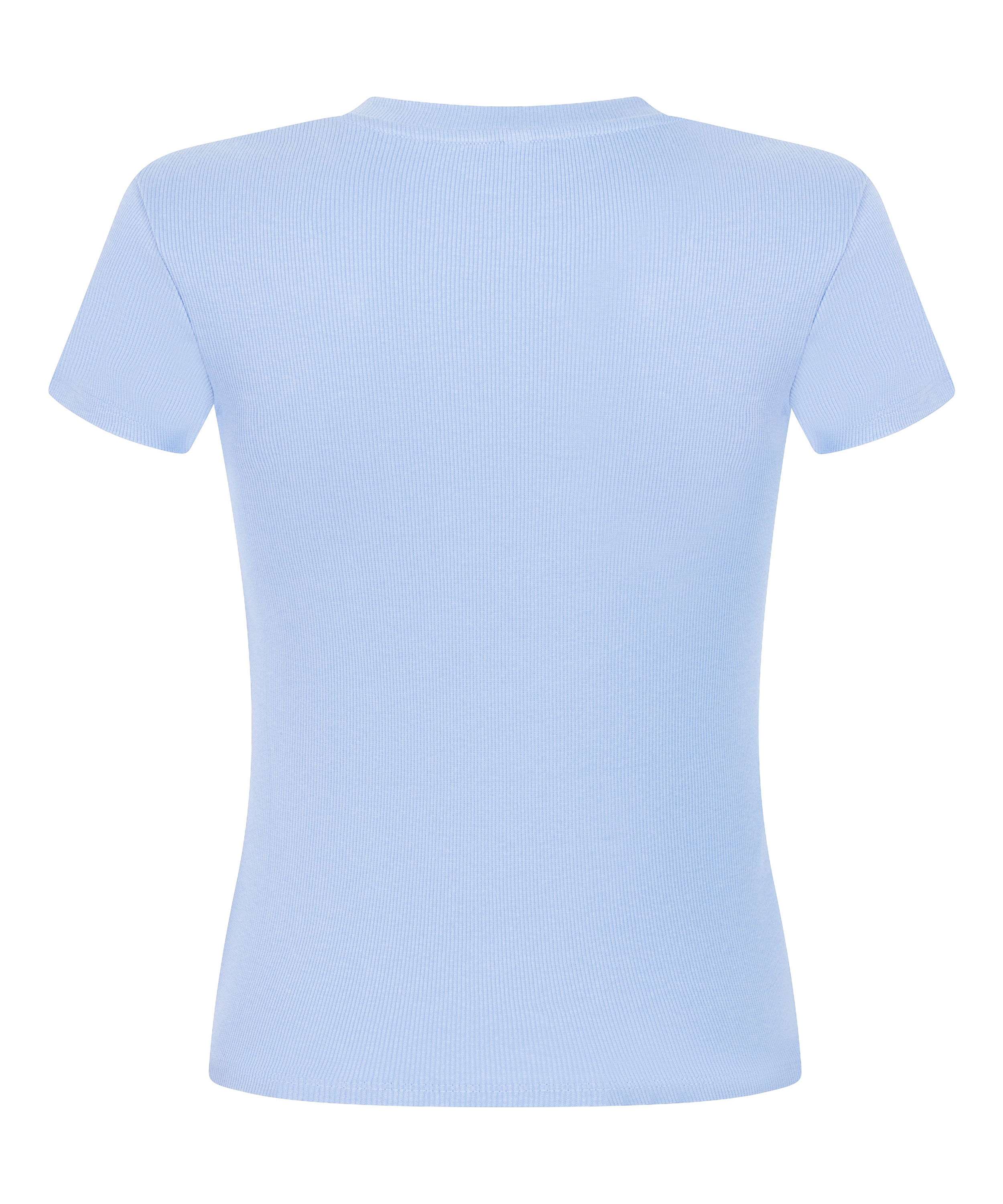 Ribbed Crew Neck Short-Sleeved Pyjama Top, Blue, main