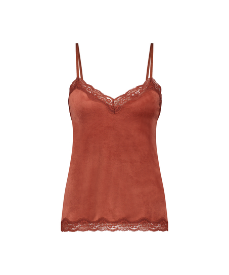 Velours Lace Cami Top, Brown