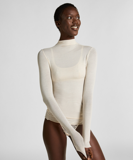 super soft Turtleneck shirt with Cashmere, White