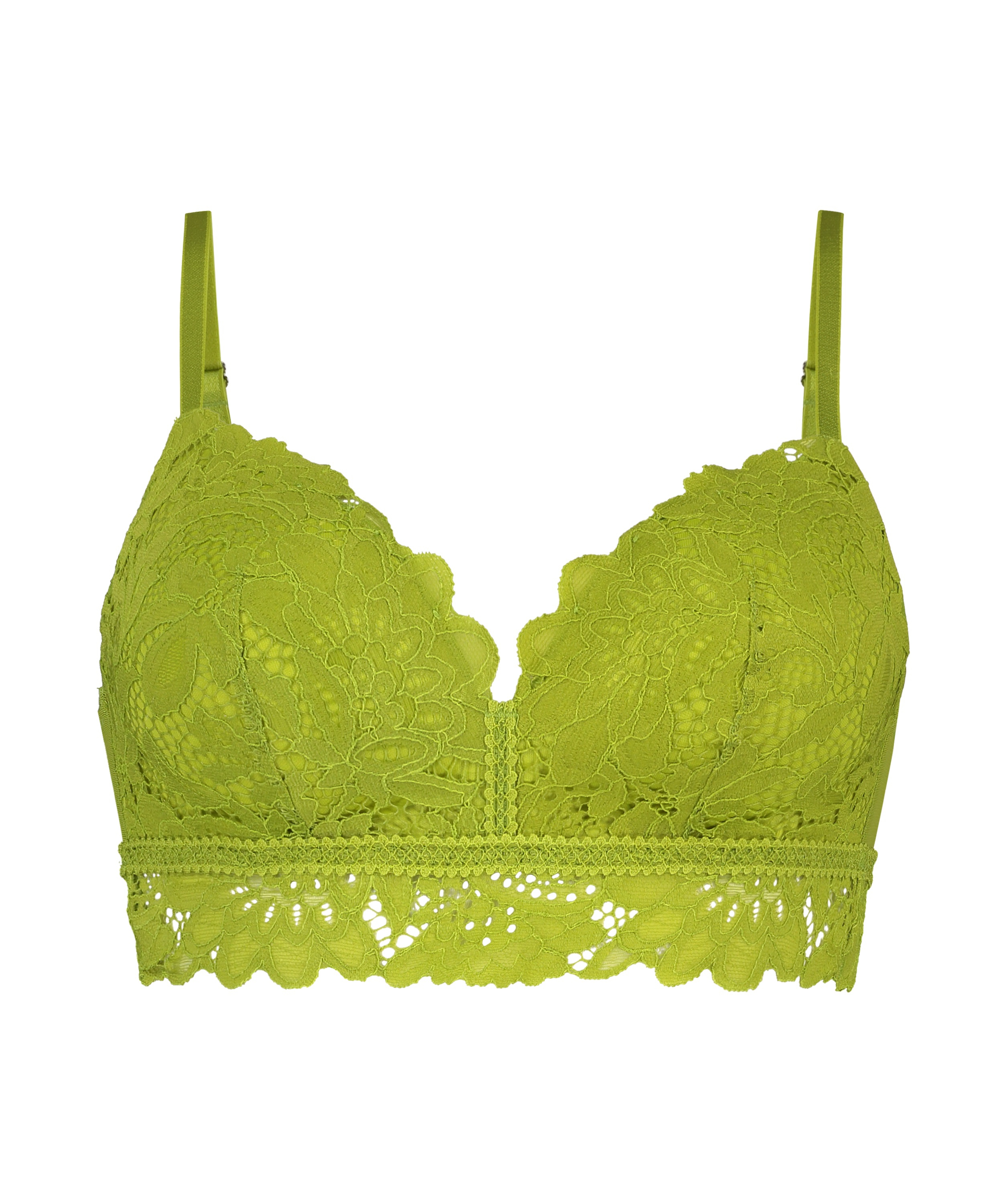 Shiloh Padded Non-wired Longline Bra, Green, main