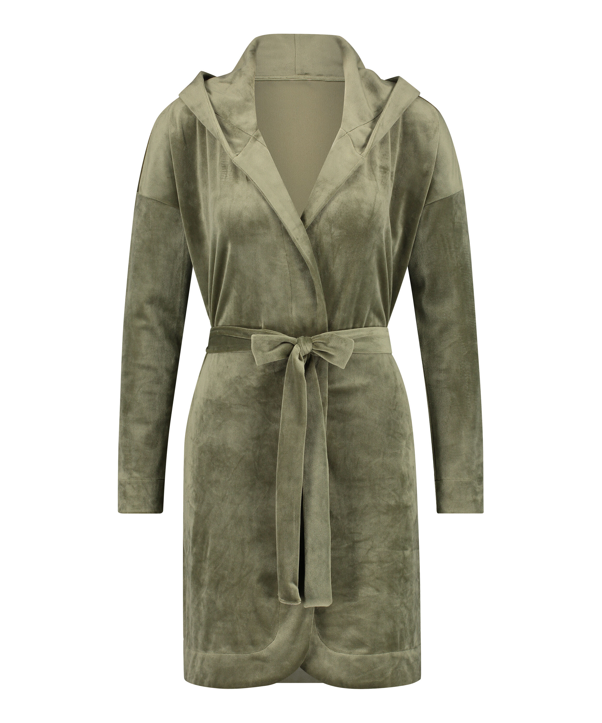 Velours short bathrobe, Green