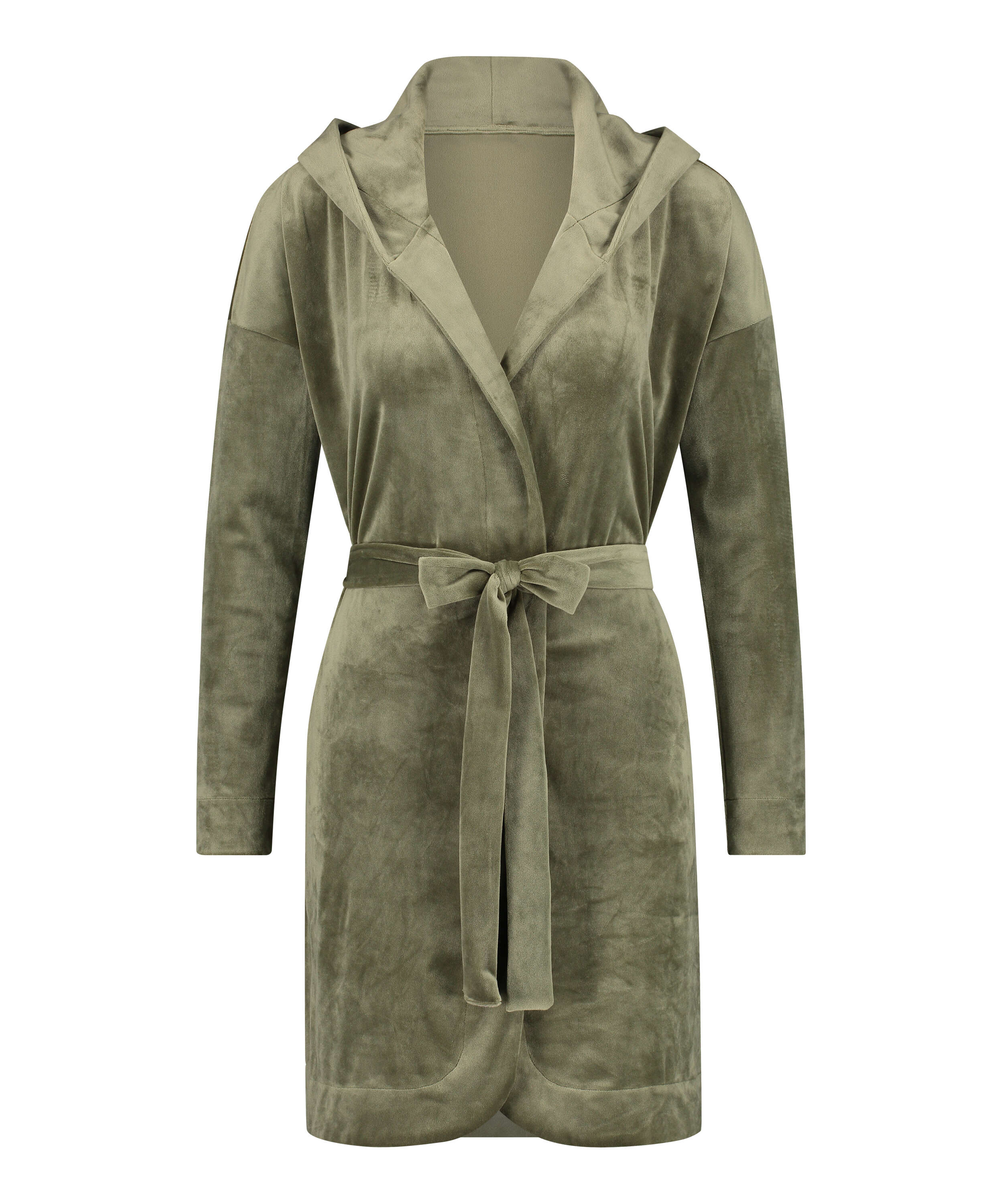 Velours short bathrobe, Green, main