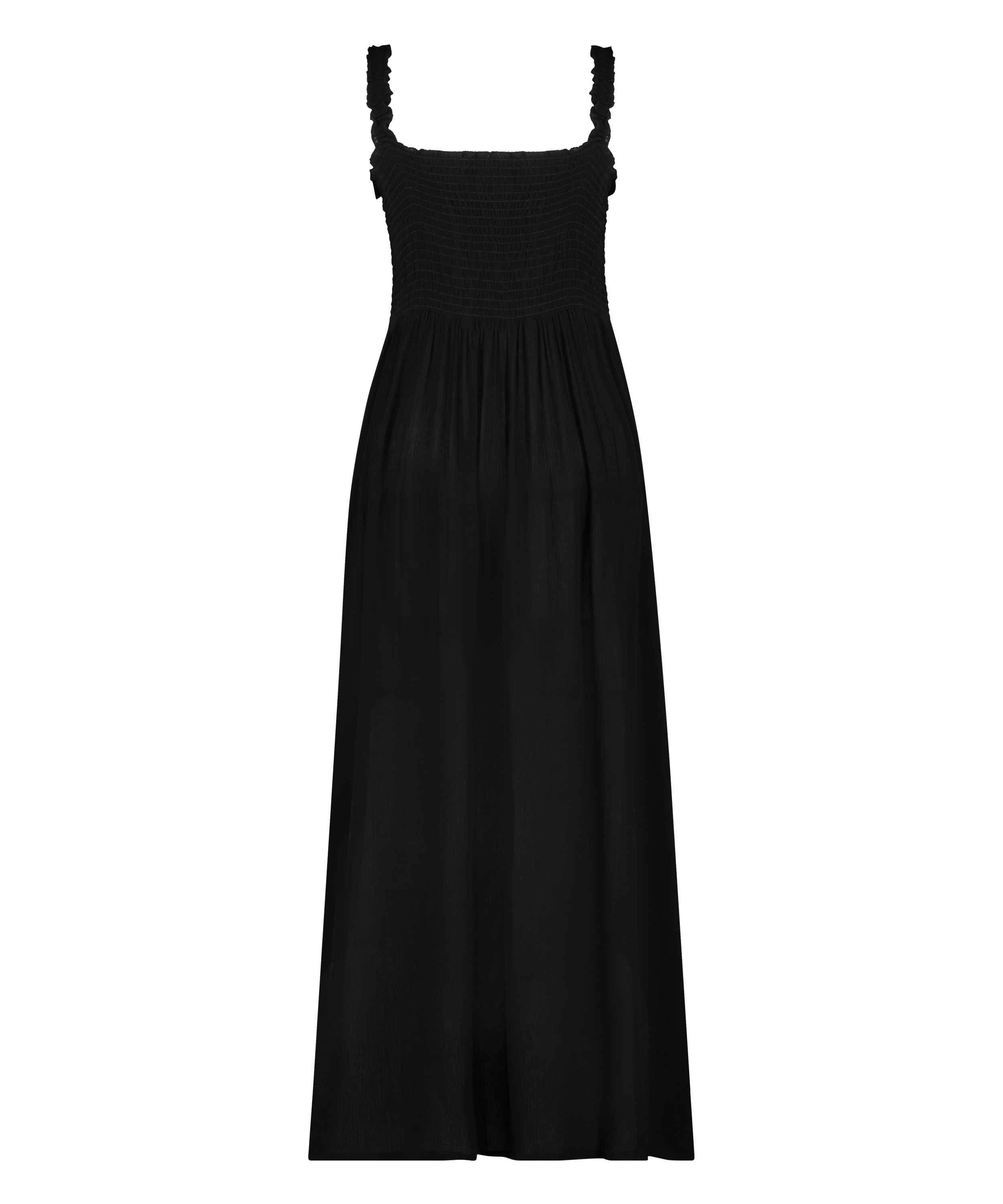 Smocked maxi dress, Black, main