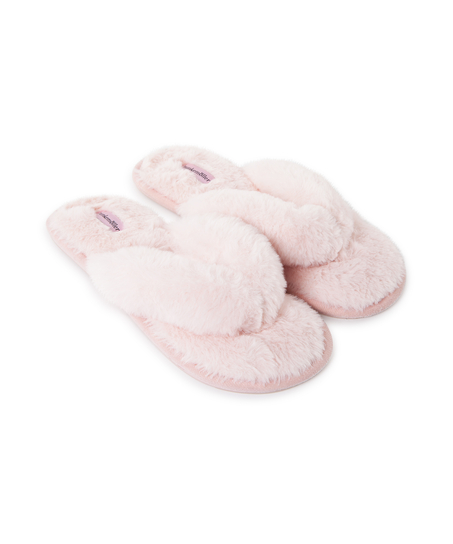 Fake Fur Slippers, Pink