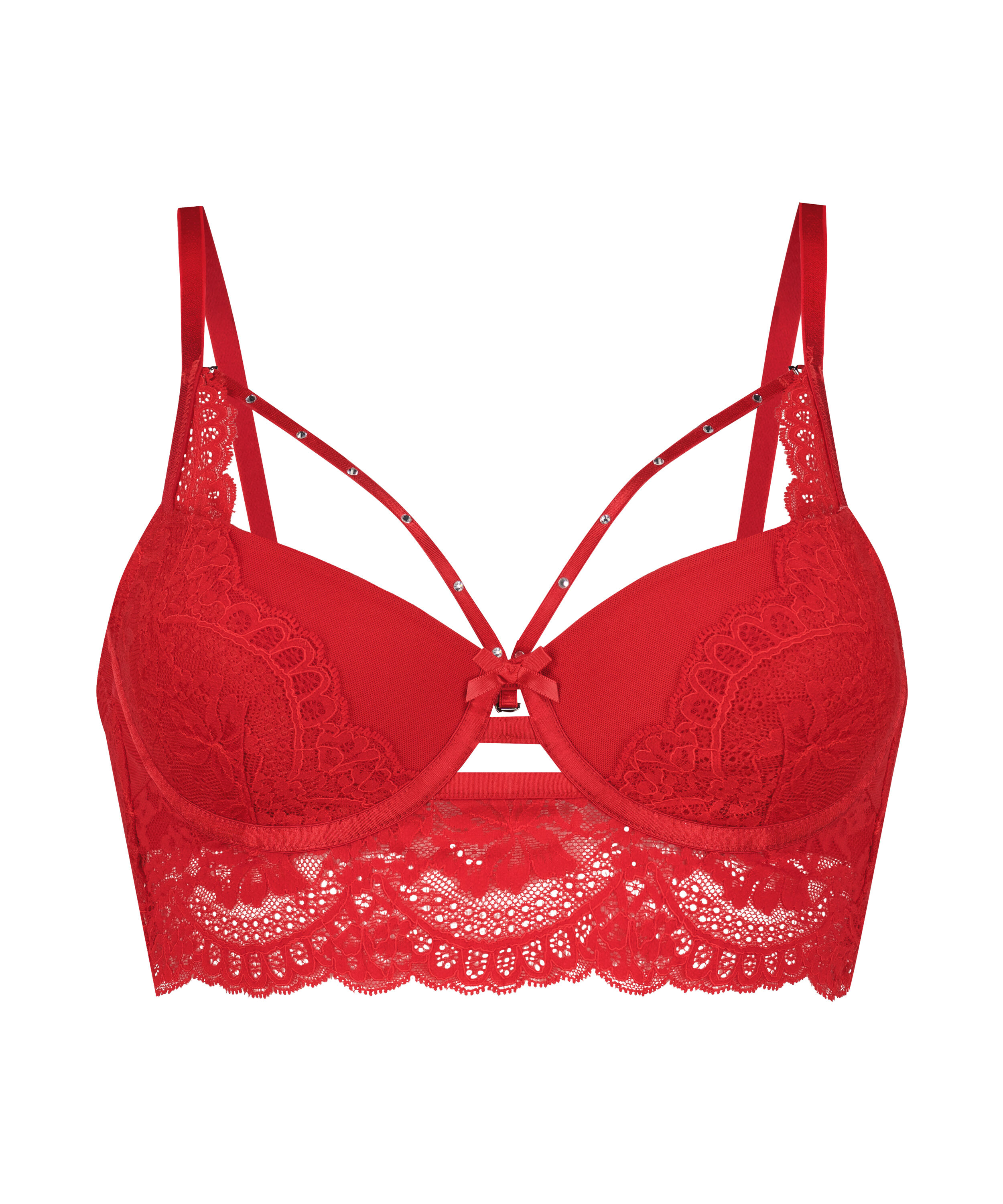 Mariah Padded Underwired Longline Bra, Red