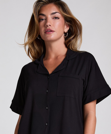 Short Sleeve Velour Jacket, Black