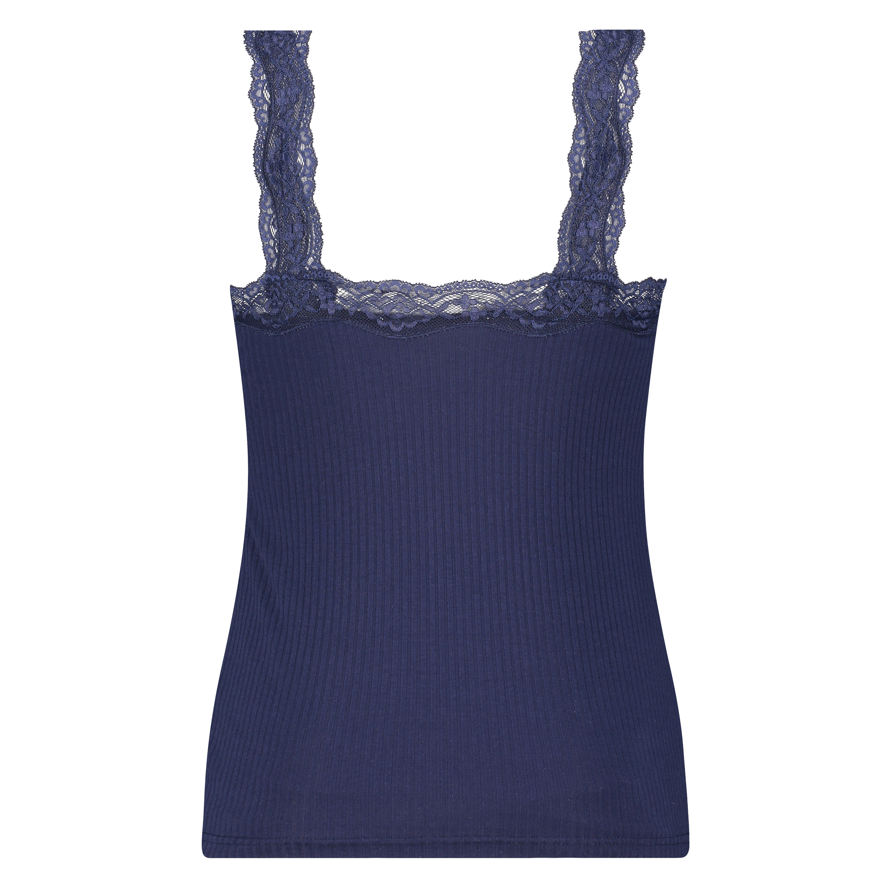 Rib lace cami top, Blue, main