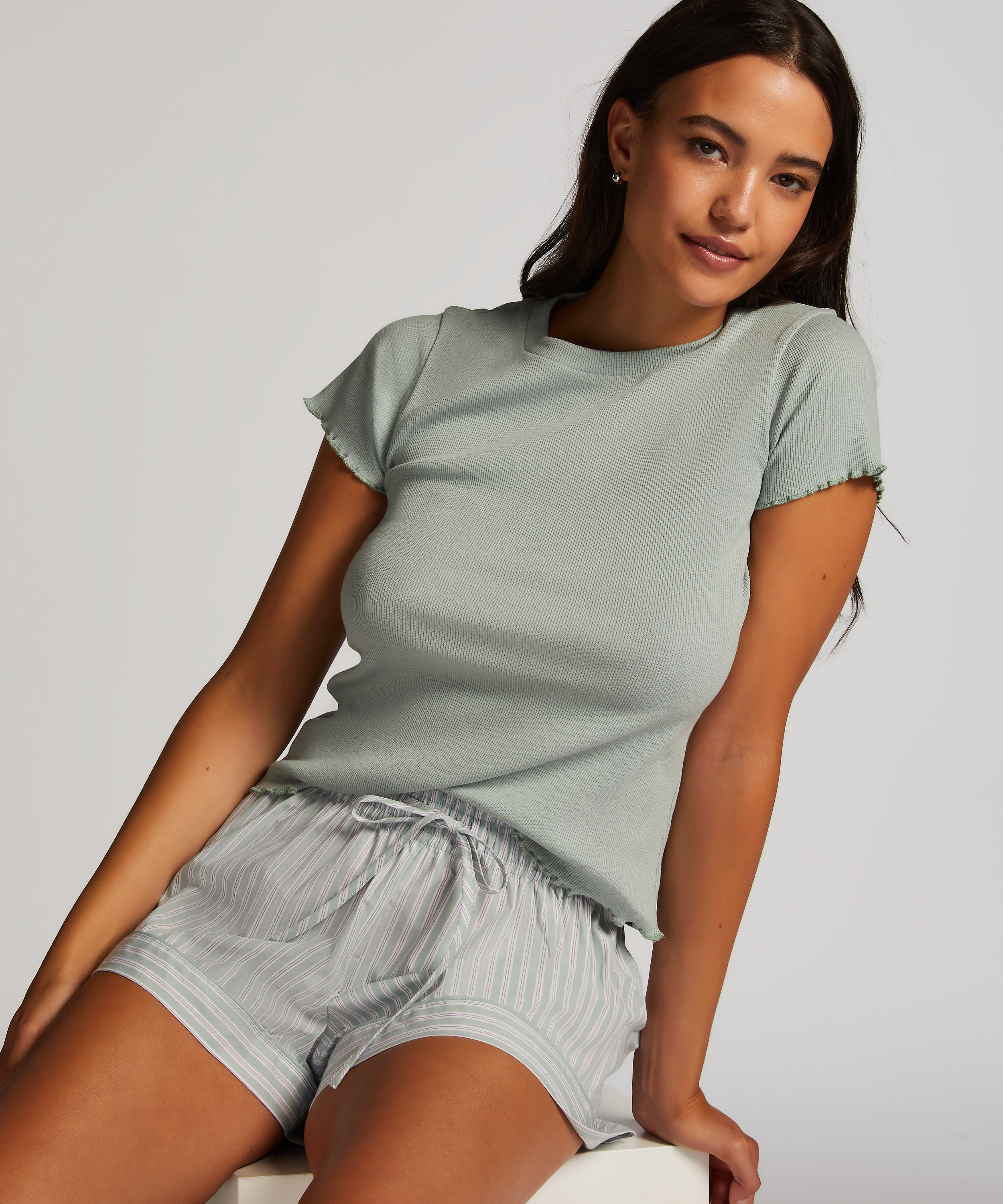 Short Sleeve Cotton Shirt, Green, main
