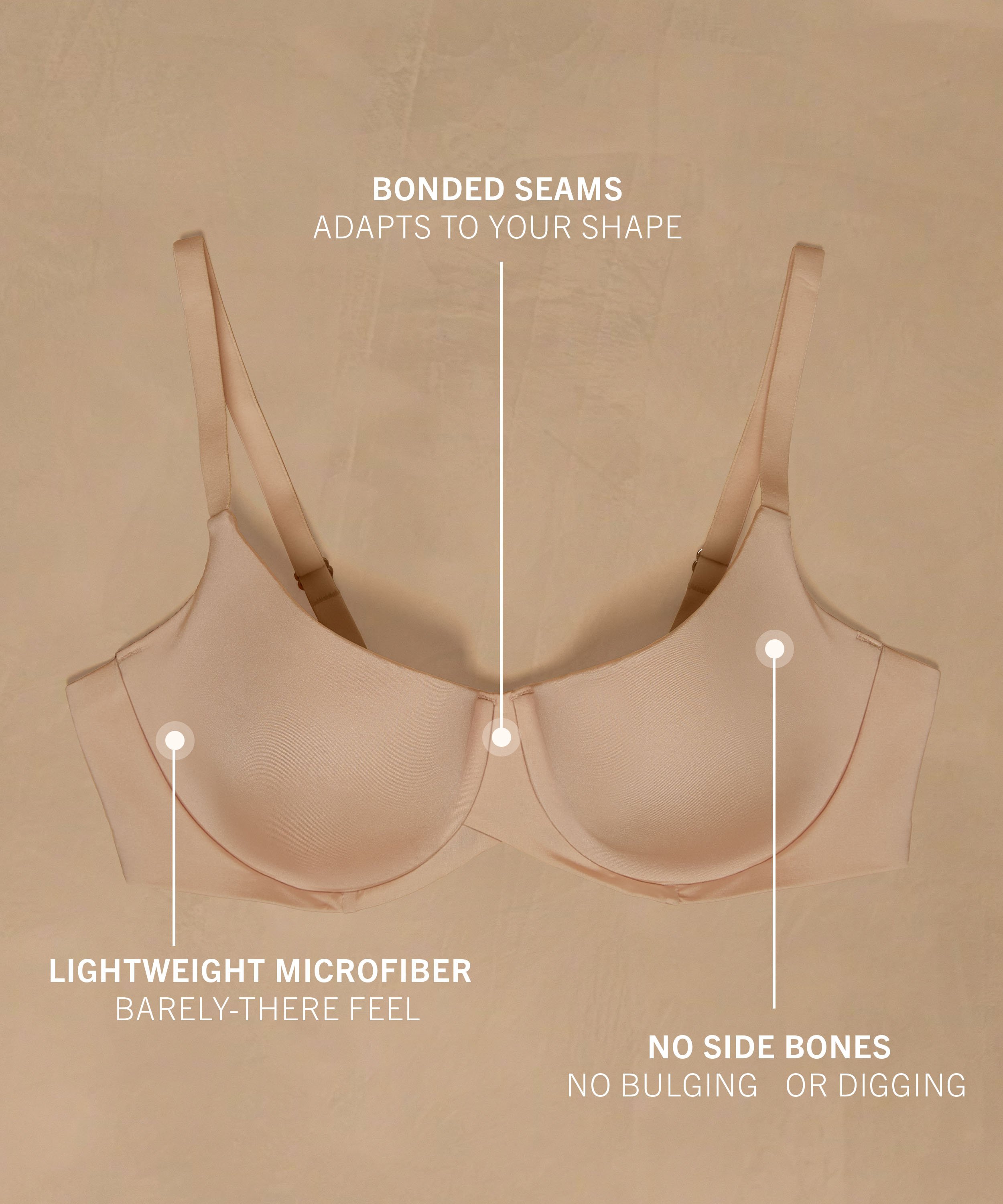 Smooth Padded Underwired Bra, Beige, main
