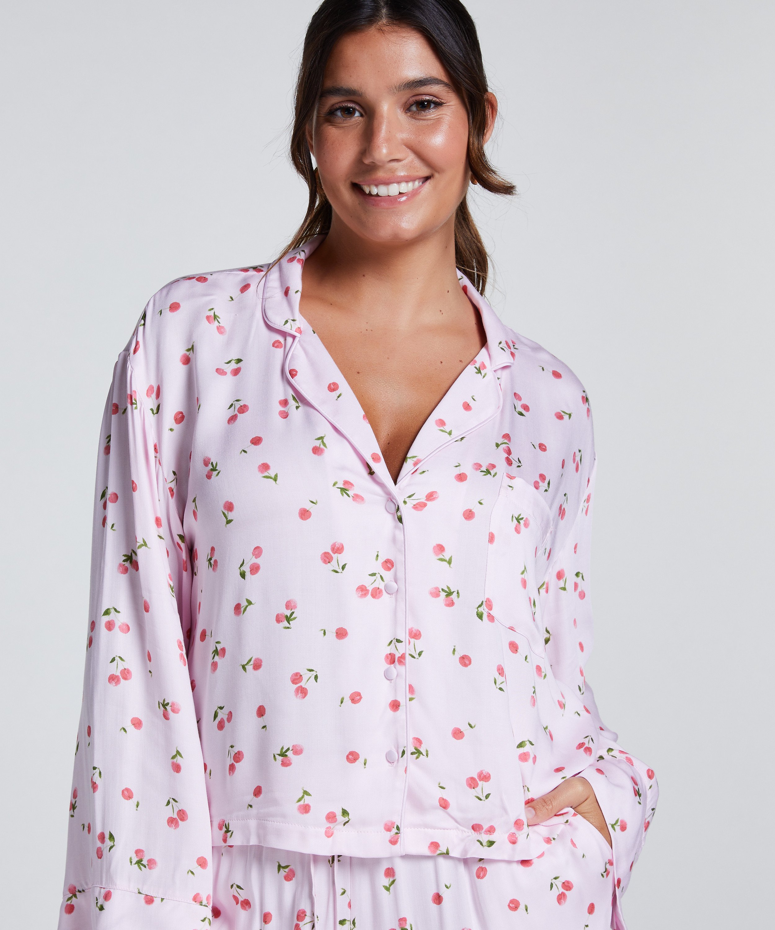 Satin Long-Sleeved Jacket, Pink, main