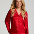 Satin Long-Sleeved Jacket, Red
