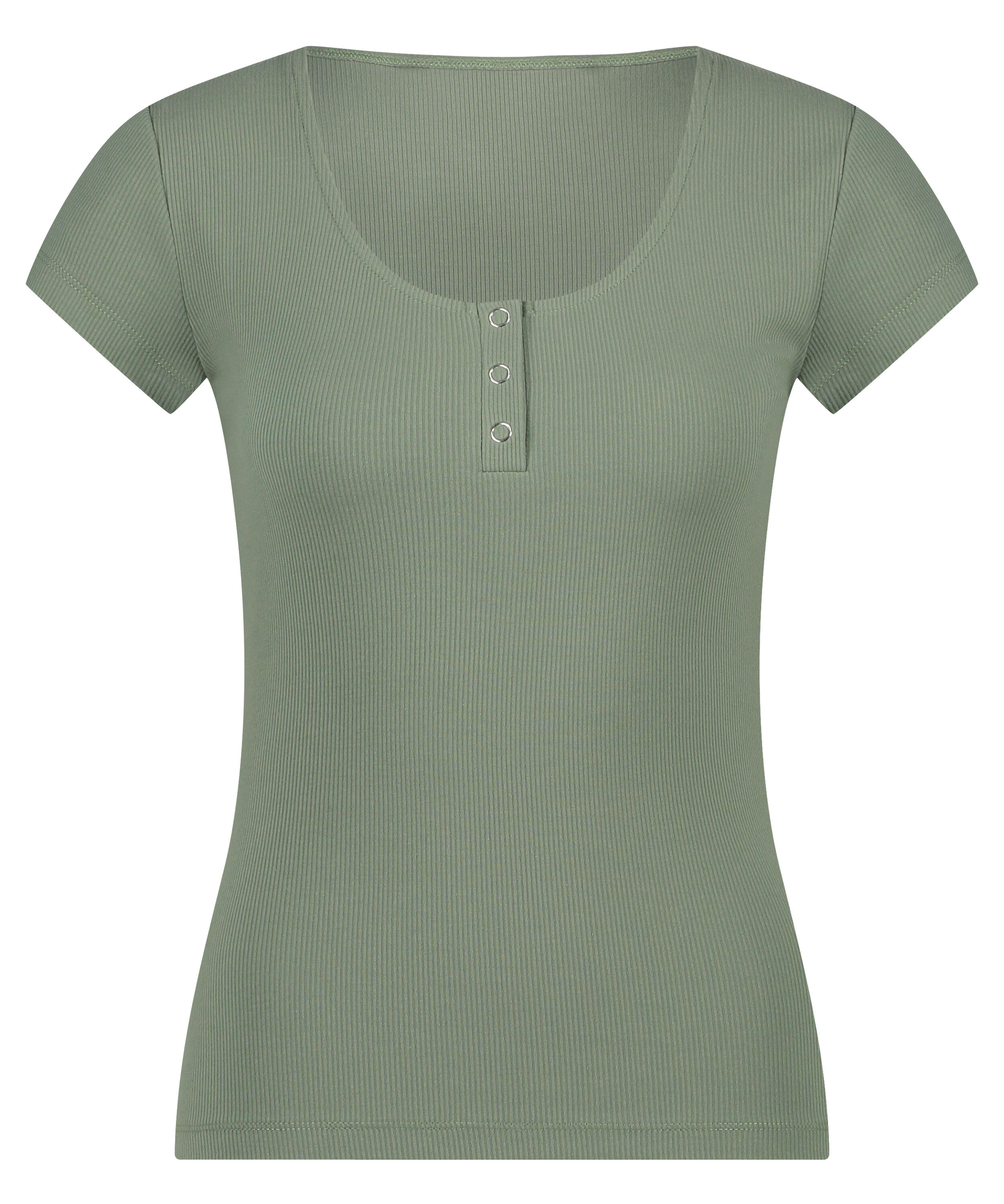 Henley Short Sleeved Pyjama Top, Green