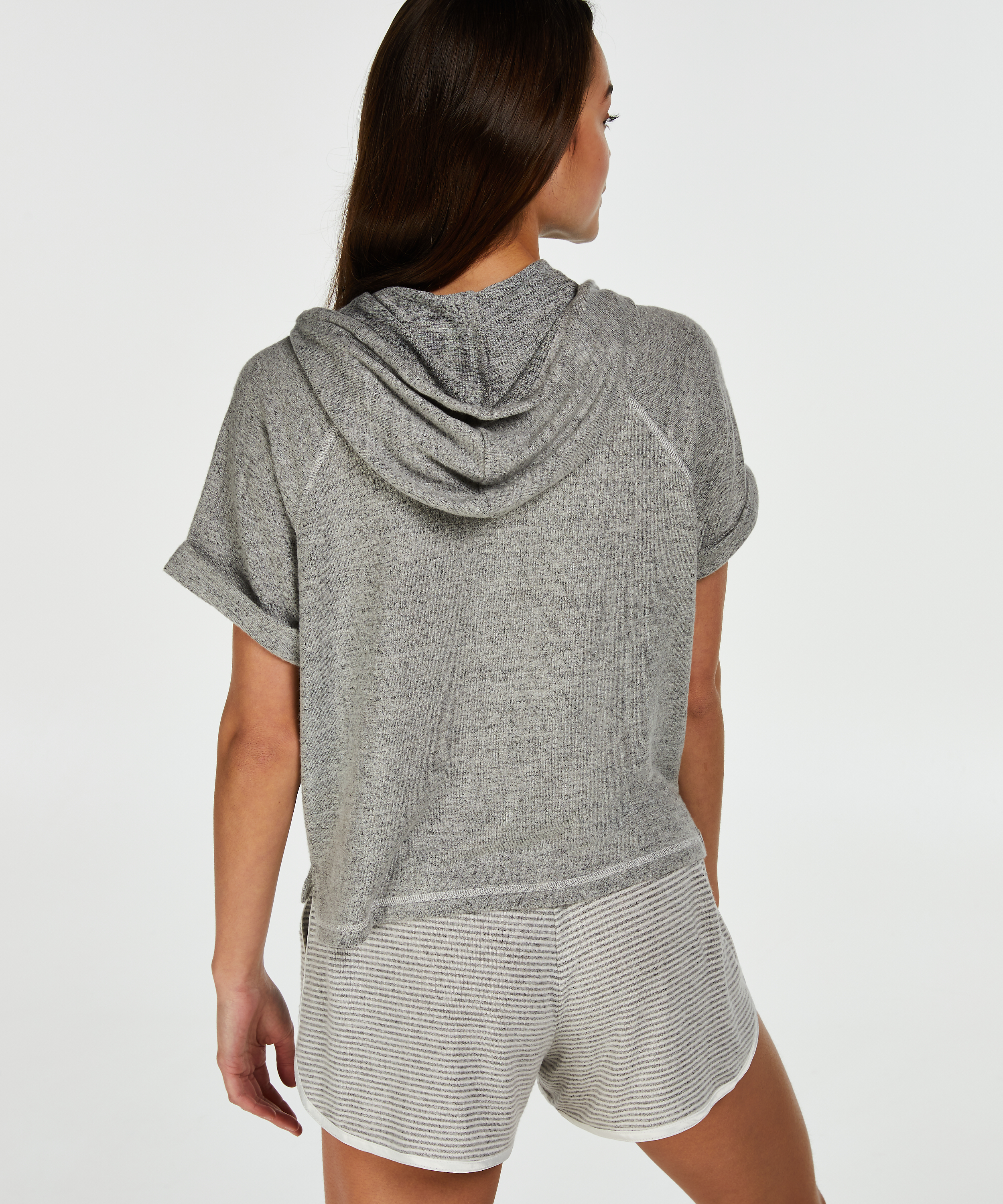 Short sleeved hoodie, Grey, main
