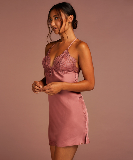 Zara Satin Slip Dress, Pink