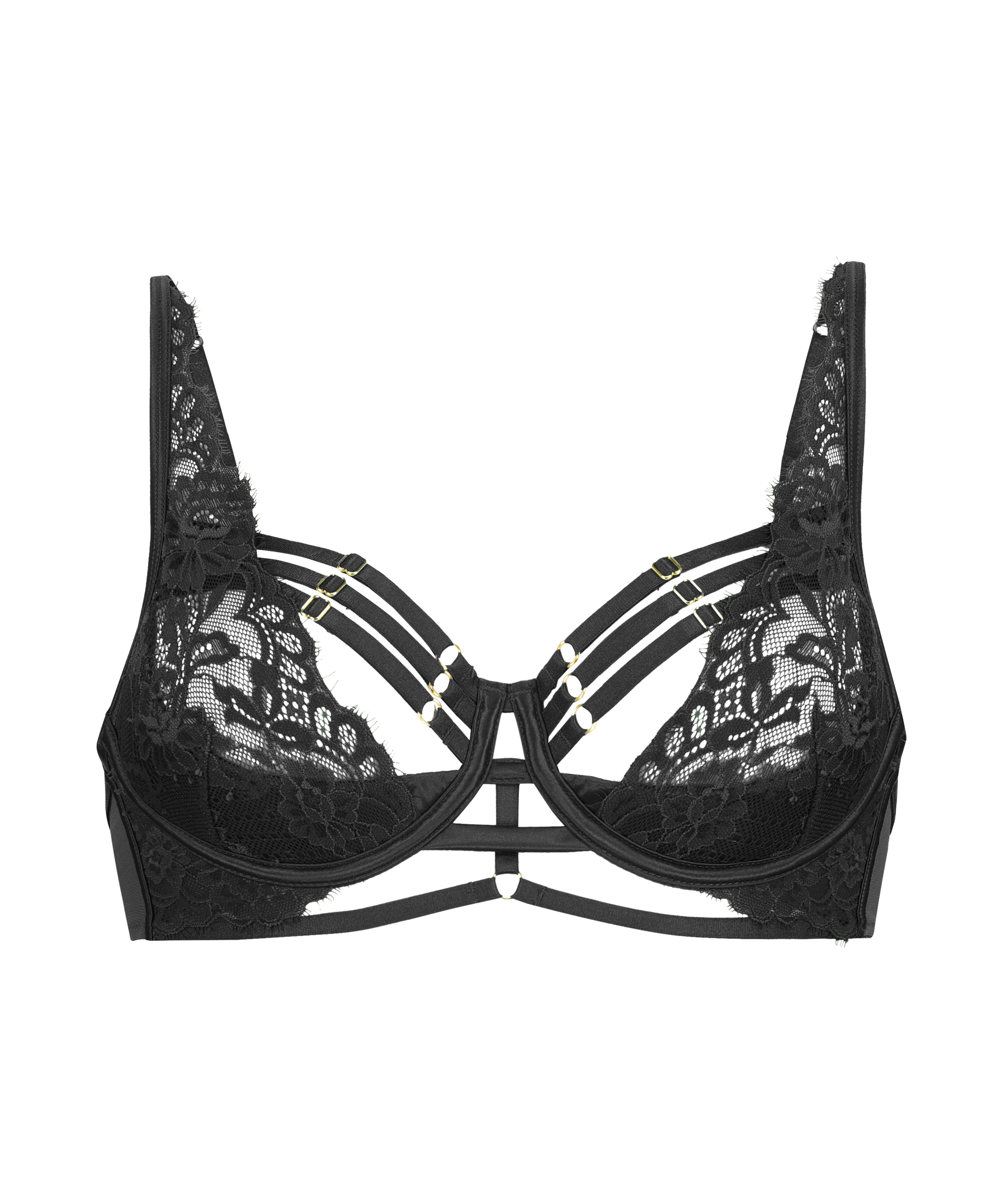 Iggy Half-Padded Underwired Longline Bra, Black, main
