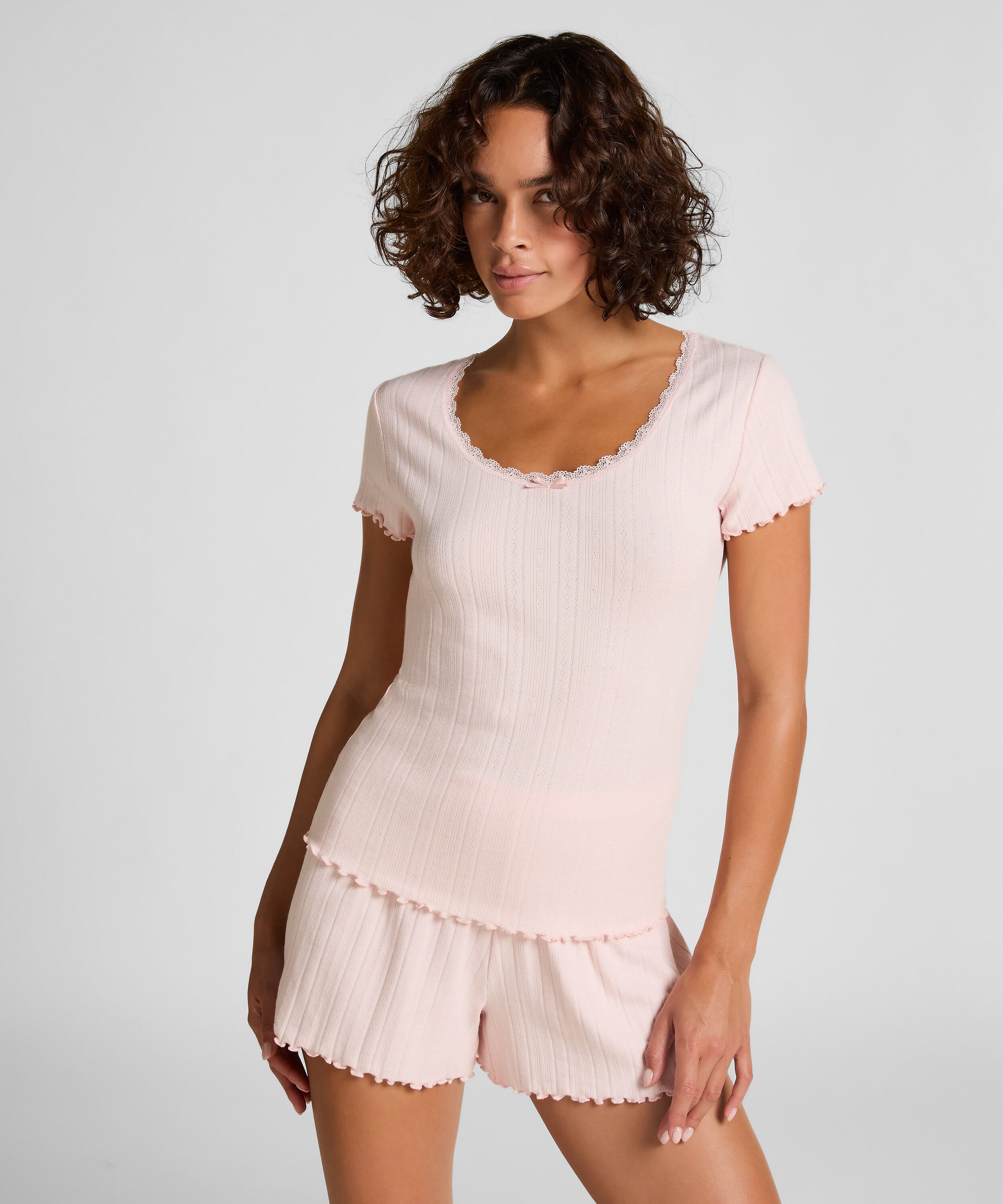 Pointelle Top Lace, Pink