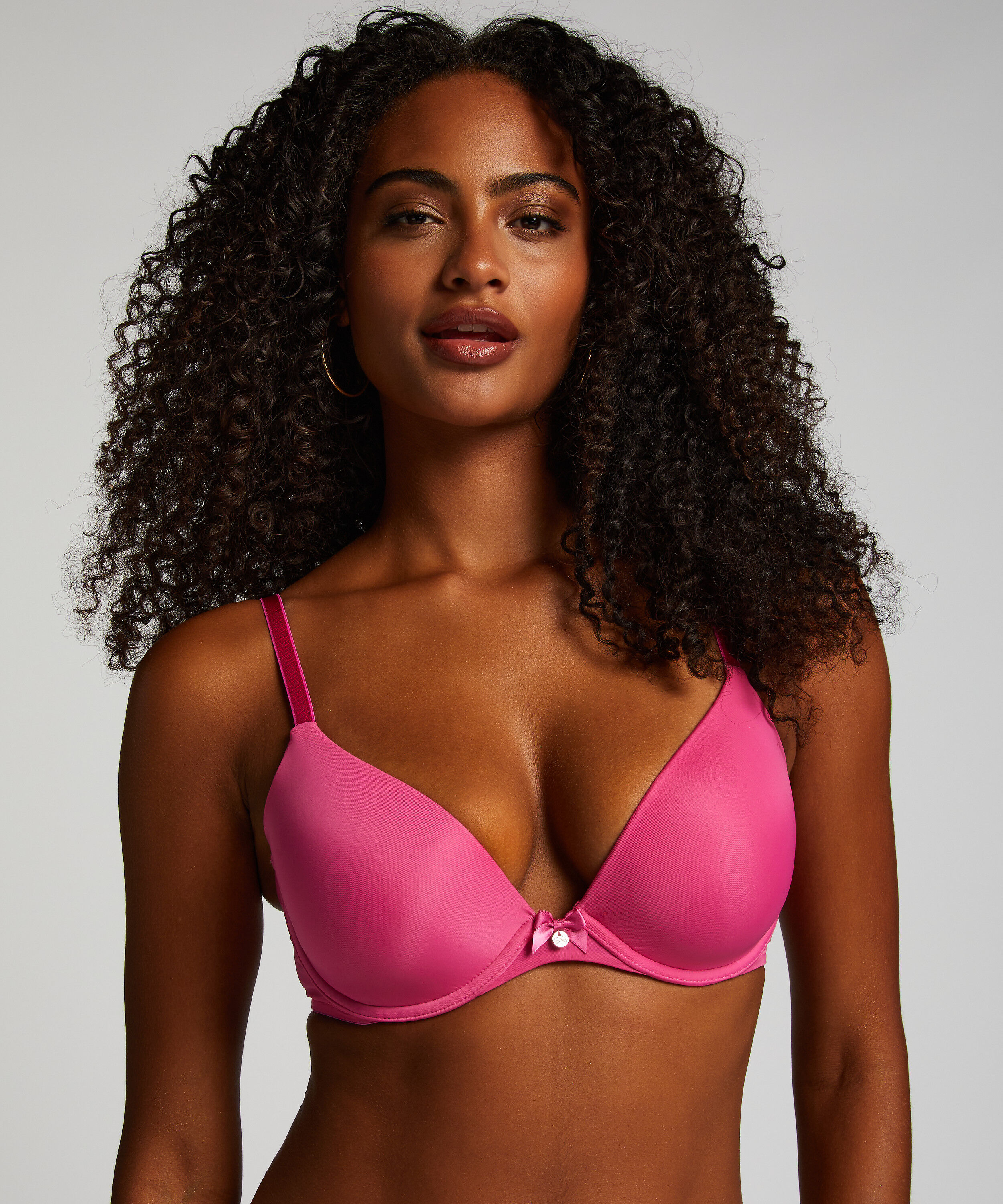 Plunge Padded Underwired Bra, Pink