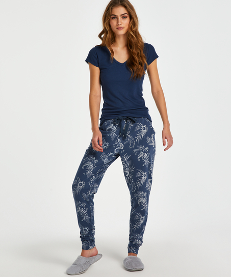 Short sleeve rib pyjama top., Blue