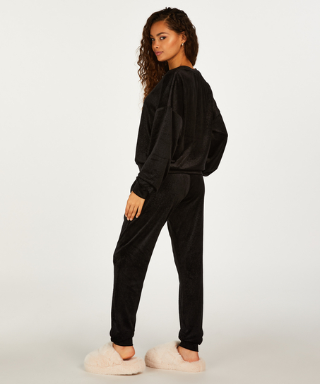 Petite Velours Jogging Pants, Black