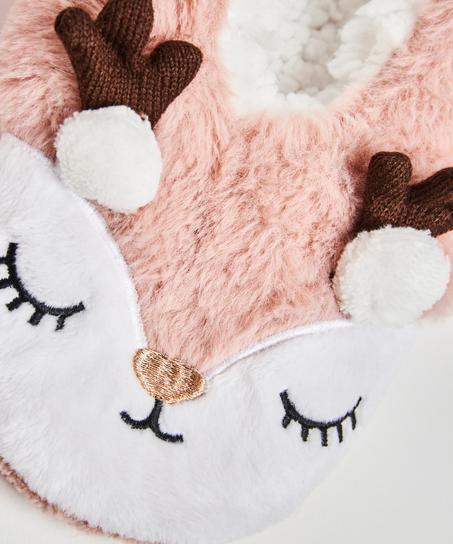 Reindeer Cosy Ballerina Slippers, Pink