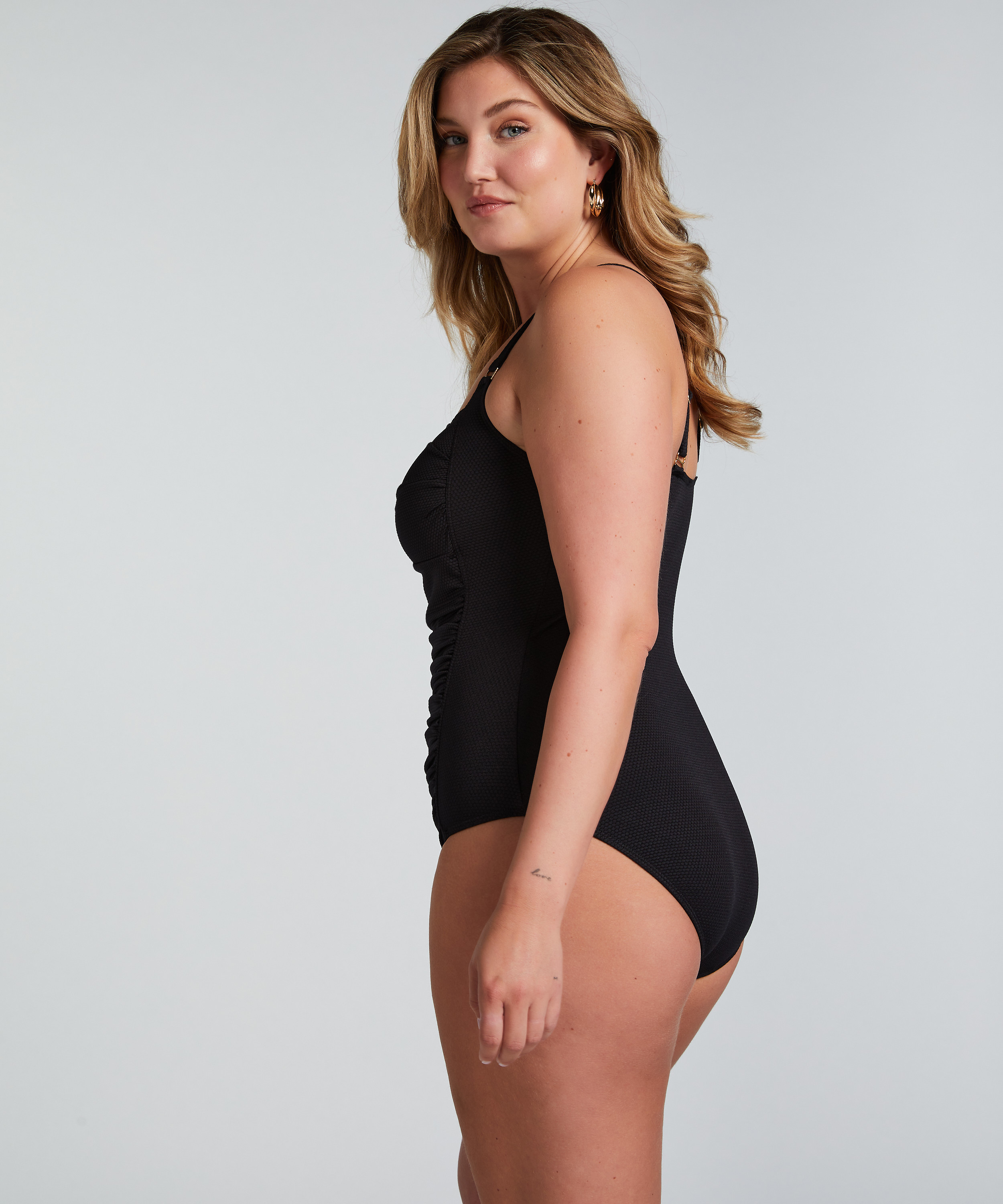 Scallop swimsuit, Black, main
