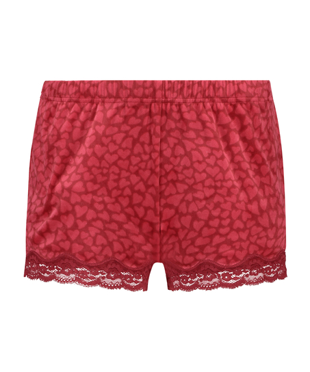Velvet lace shorts, Red