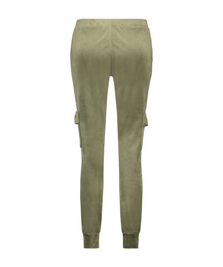 Velvet Jogging Pants Cargo, Green