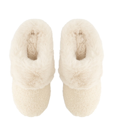 Teddy Mule Slipper, White
